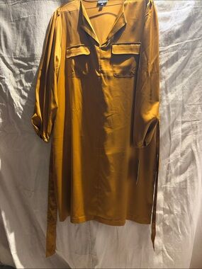 Jones New York Mustard Long Tunic Shirt Dress